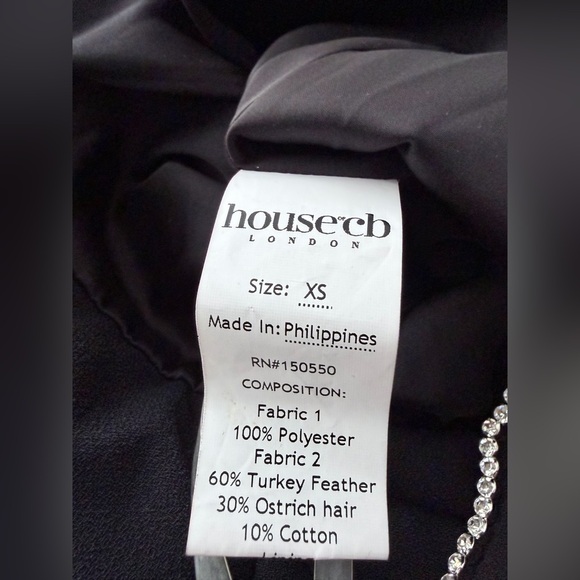 House of CB Maricel Crystallized rhinestone Fringe Ostrich feather Maxi Dress XS - Picture 8 of 11